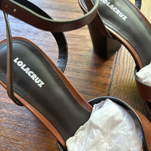 Lola Cruz leather block heel sandals. Made in Spain. - Picture 6 of 8